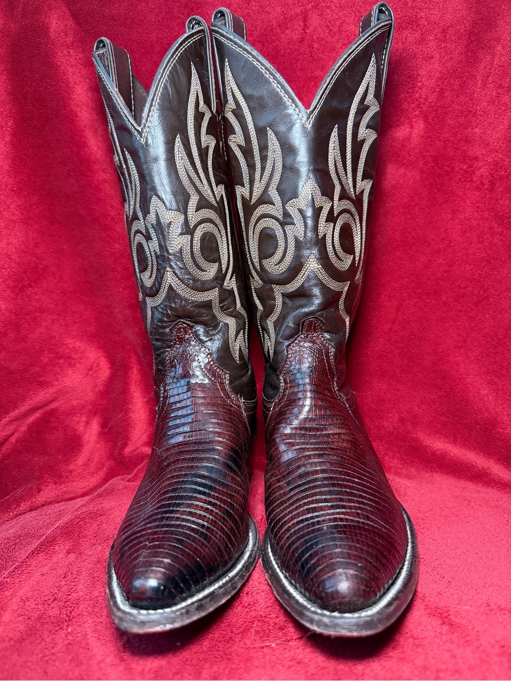 Justin L6977 Genuine Teju Lizard Vamp Embroidered Shaft Women Cowboy Boots 5B
